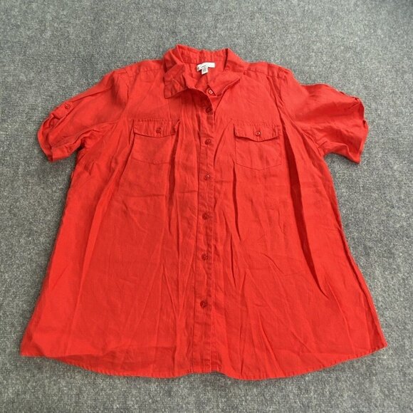 Kim Rogers Top Shirt Lot Of 3 Womens 1X Red Linen SS Pink Red 3/4 Sleeves - Picture 2 of 16